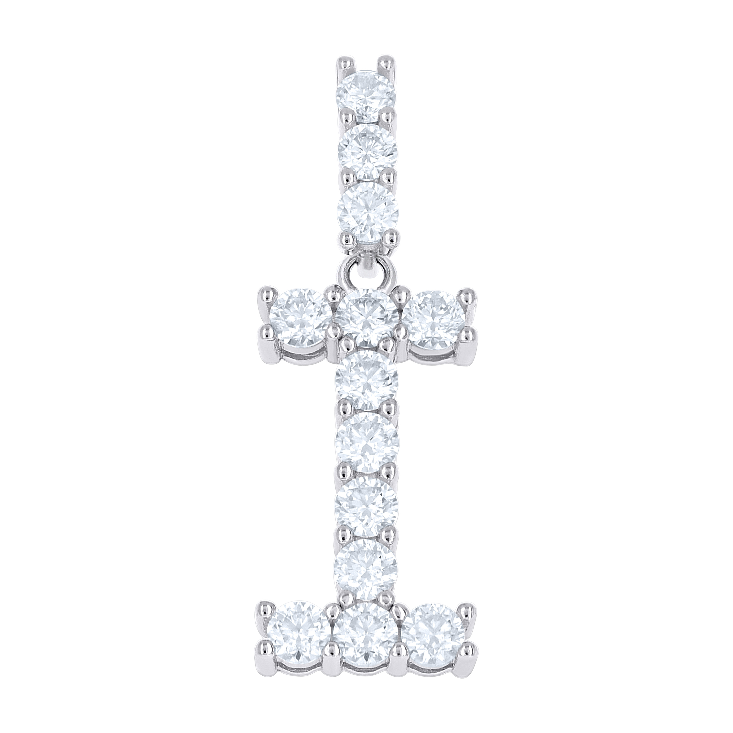 925 Sterling Silver Unisex 1.31ct Moissanite Initial Alphabet I Charm Pendant